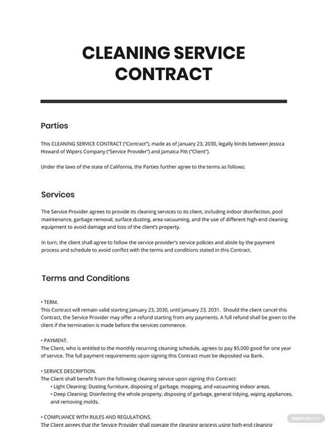 Cleaning Contract Template Uk Free Template 1 Resume Vrogue Co