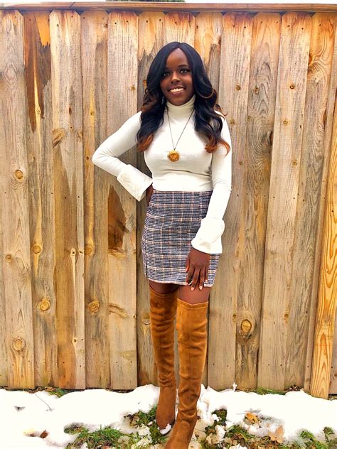 Plaid Skirt Skirt Outfits Fall Winter Boots Outfits Over The Knee