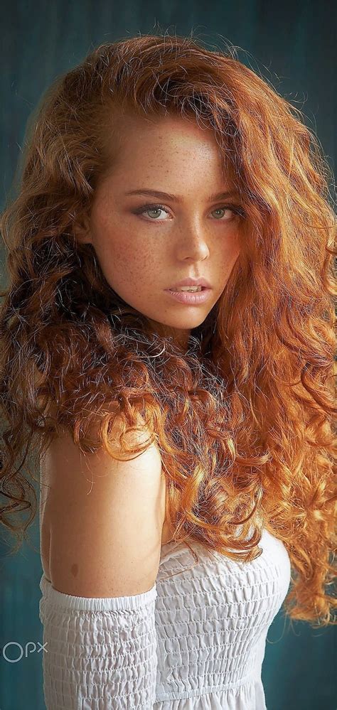 Julia Yaroshenko Curls Red Ginger Side Looking In White Nude Shoulder Dress Gorgeous Redhead