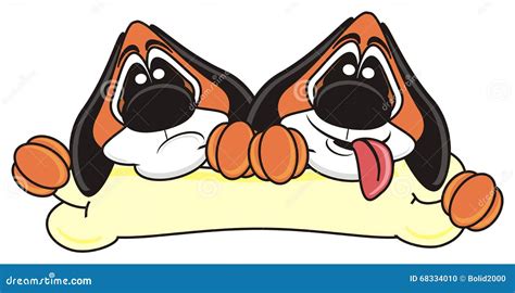 Two Dogs Holding A Bone Stock Illustration Illustration Of Color