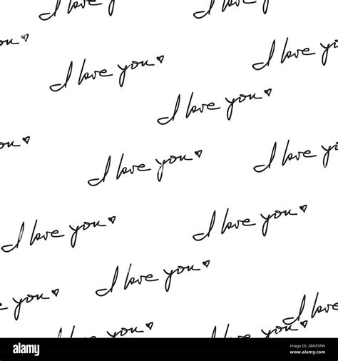 I Love You Hand Written Phrase Seamless Pattern Romantic Quotes