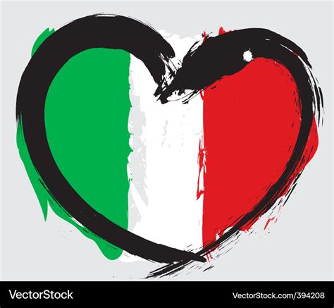 italian heart shape flag royalty free vector image