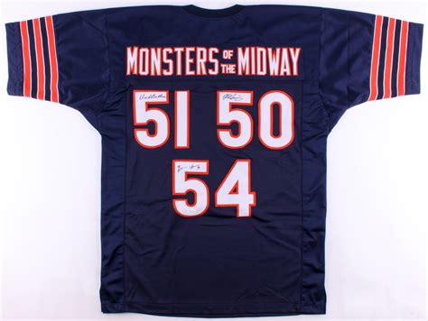 Brian Urlacher Mike Singletary And Dick Butkus Signed Monsters Of The Midway Bears Jersey Jsa