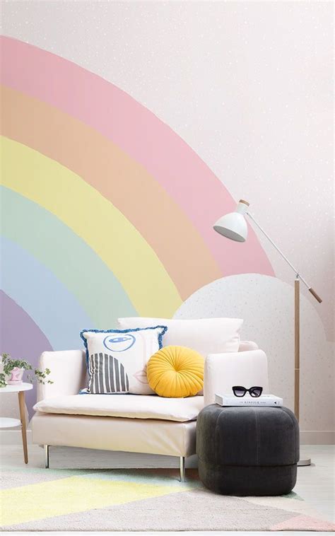 Kids Pastel Rainbow Wallpaper Mural Hovia Uk Kids Bedroom Designs