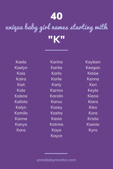 UNIQUE Baby Girl Names Starting With K Annie Baby Monitor