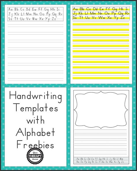 Handwriting Templates With Alphabet Guides Your Therapy Source