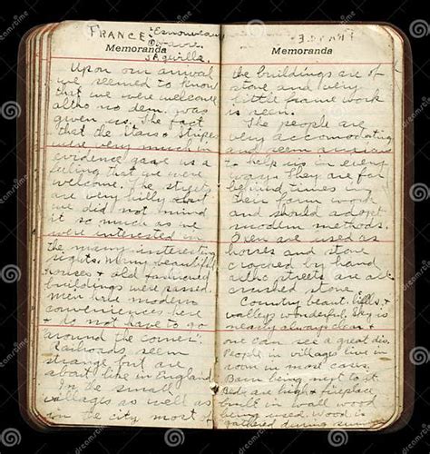 American Wwi Soldier Diary Pages Stock Photo Image Of Communication