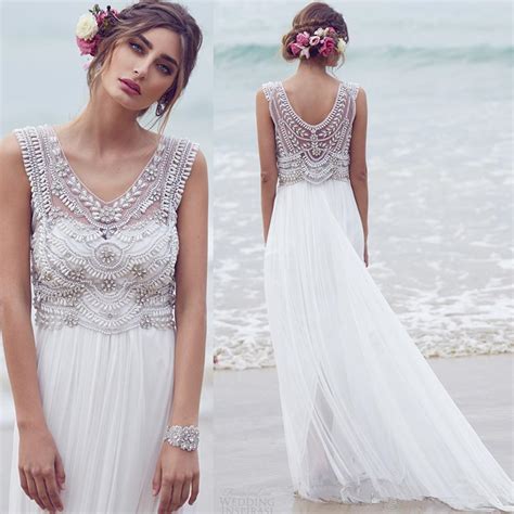 Boho Chic White Beach Wedding Dresses Nelsonismissing