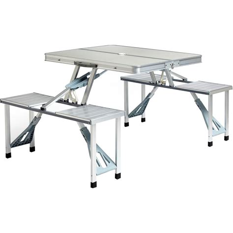 The manufacturers design the folding card tables and chairs set in a way that it is suitable for community activities. Hinterland Aluminium Folding Table & Chair Set | BIG W