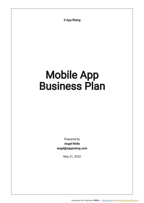 Business Plan Template For App Startup