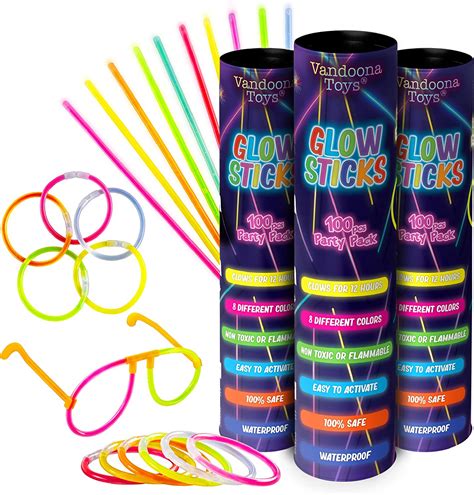 Vandoona 300 Glow Sticks Bulk Party Supplies Fun Pack With 6 Sunglasses