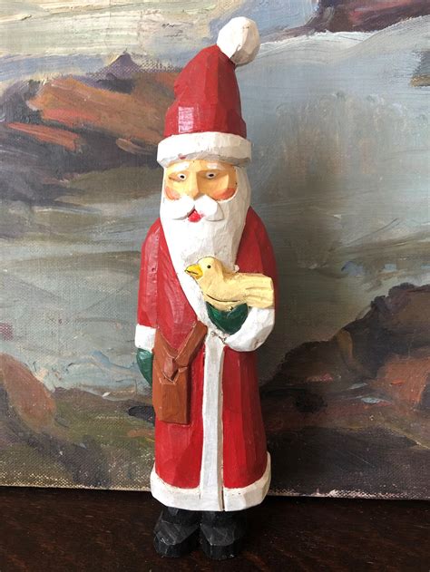 Vintage Hand Carved Wood Santa Claus Vintage Primitive Hand Etsy