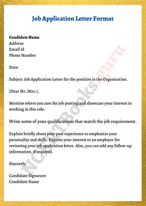 Format Of Application Formal Letter
