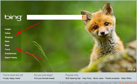 Bing Tests Links At Top Vs Left Of Home Page Search