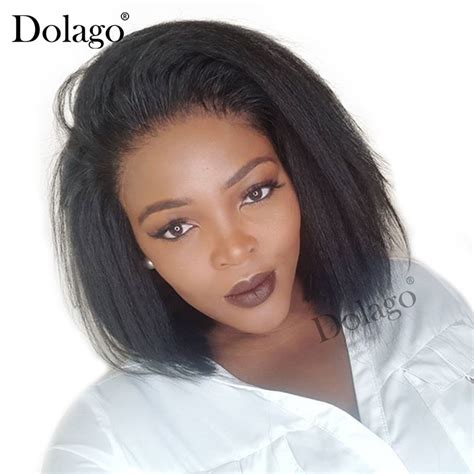 Kinky Straight X Lace Front Human Hair Wigs For Women Density