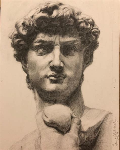 Michelangelos David Graphite Drawing Etsy