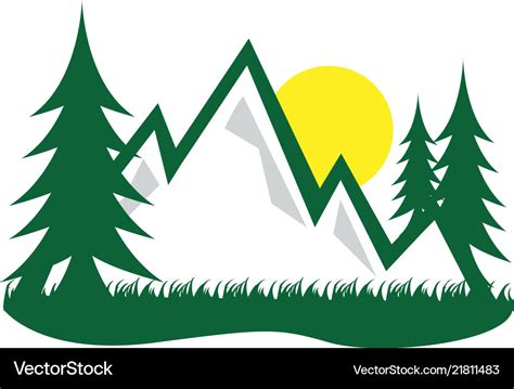 Forest And Mountain Graphic Design Template Logo Vector Image