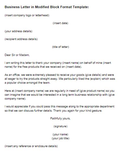 business letter modified block format template