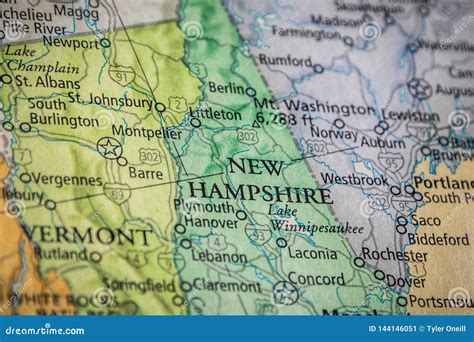 Selective Focus Of New Hampshire State On A Geographical And Political