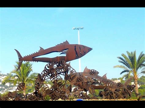 Sea Life Sculptures On A Roundabout In Moraira Costa Blanca Spain