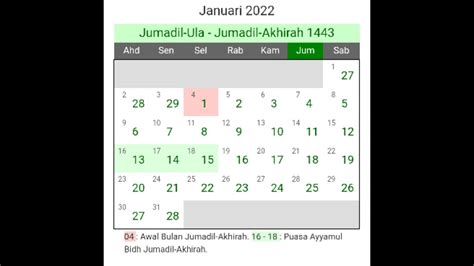 Kalender Hijriyah 1443 Kalender Hijriyah 2022