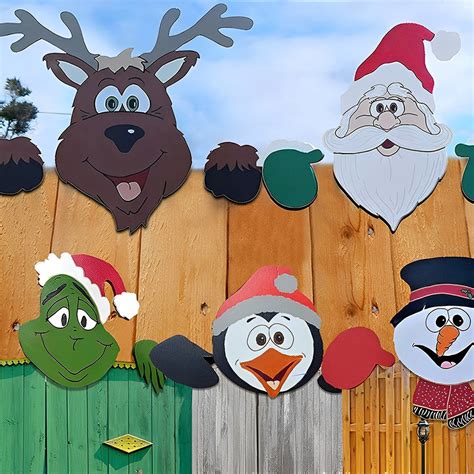 Outdoor Christmas Fence Peekers Outside Christmas Fence Decorations