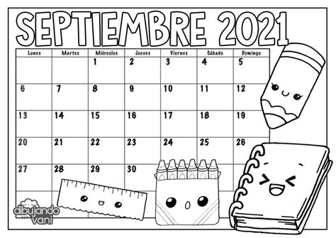 Septiembre 2021 Para Imprimir Y Colorear Calendario Dibujando Con Vani