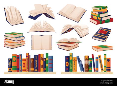 Colorful Paper Books Collection Vector Flat Cartoon Illustration