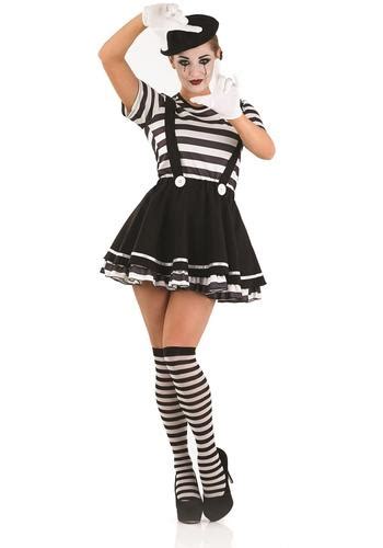 Mime Artiste Ladies Fancy Dress Ladies French Circus Pierrot Clown Women Costume