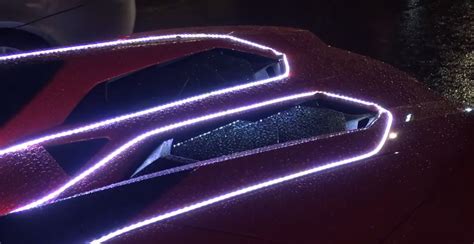Rosso Mars Lamborghini Aventador Gets Covered In Led Christmas Lights