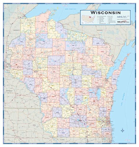 Wisconsin Counties Wall Map By Mapsales