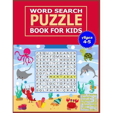 Word Search Puzzle Book For Kids Ages 4 5 50 Large Print Word Search