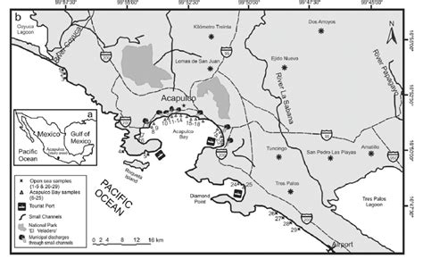 A And B Study Area Map With Sampling Locations In Acapulco Guerrero Download Scientific