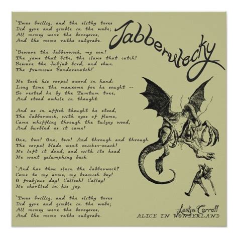 Jabberwocky Poem Poster Jabberwocky Poem Jabberwocky
