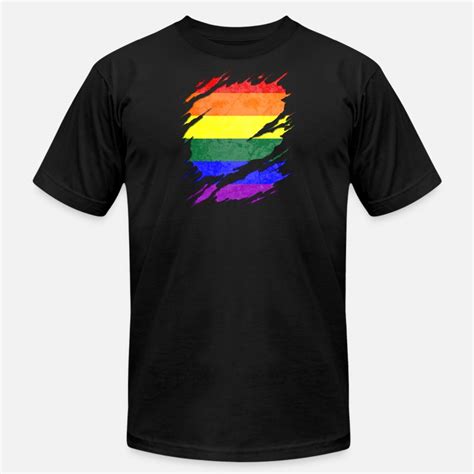 LGBTQ Pride Flag Ripped Reveal Men S Jersey T Shirt Spreadshirt