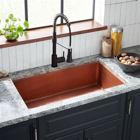 36 Hammered Copper Undermount Sink Kitchen Sinks Sinks