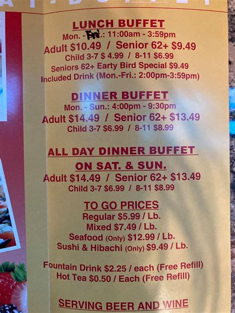 Menu At Buffet City Restaurant Port Charlotte 2150 Tamiami Trail