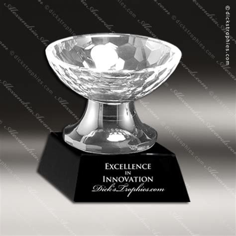 Crystal Cup Faceted Bowl Trophy Award Black Accented Crystal Awards