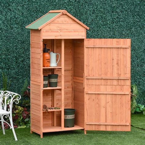 Outsunny Wood Garden Shed Outdoor Tool Storage Cabinet Hutch Lockable