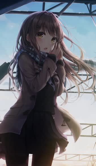 Live Phone Girl Railway Station In The Snow Anime Wallpaper For Iphone
