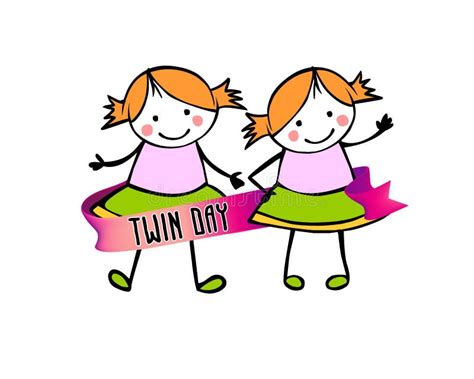 Twins Day Congratulation Vector Card Stock Vector Illustration Of