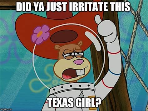 Sandy Cheeks Did Ya Just Irritate This Texas Girl Imgflip