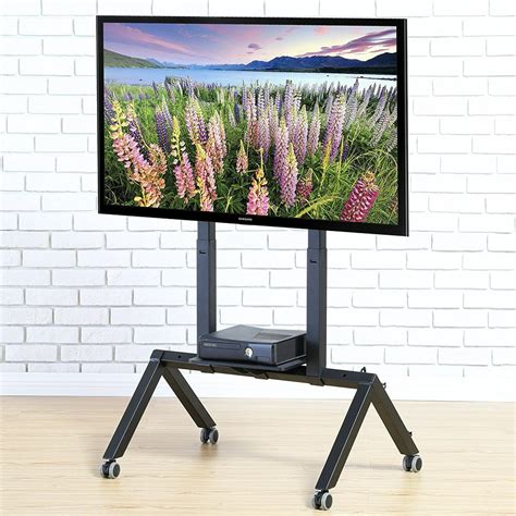 fitueyes mobile tv cart for lcd led plasma flat panel tv stand with wheels fits 37 to 70