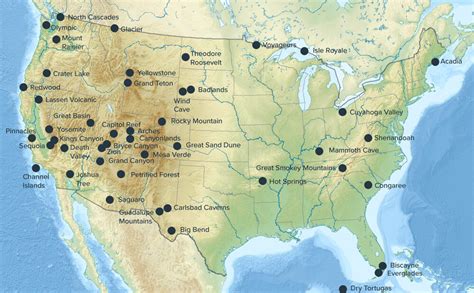 Map Of Usa With National Parks World Maps Ffb