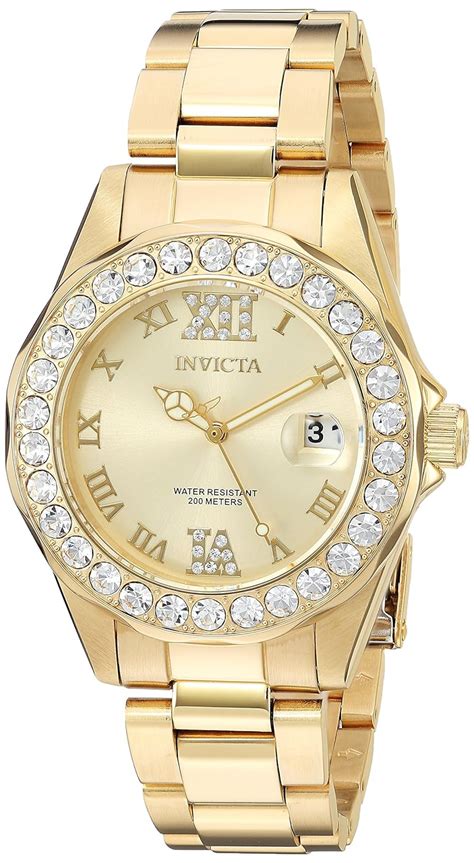 Invicta Womens 15252 Pro Diver Gold Dial Gold Plated Stainless Steel
