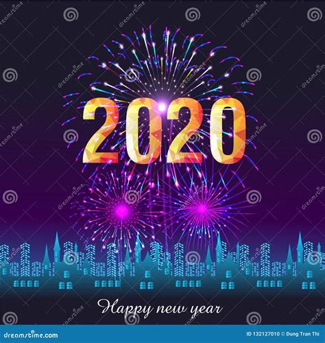 Guten Rutsch Ins Neue Jahr Hintergrund 2020 Mit Feuerwerken Vektor