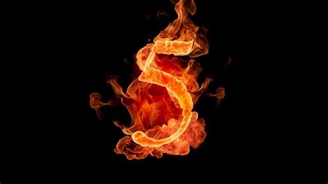 🥇 Flames Black Fire Typography Numbers Five Wallpaper 64747