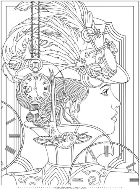 Free Steampunk Woman Coloring Free Coloring Daily