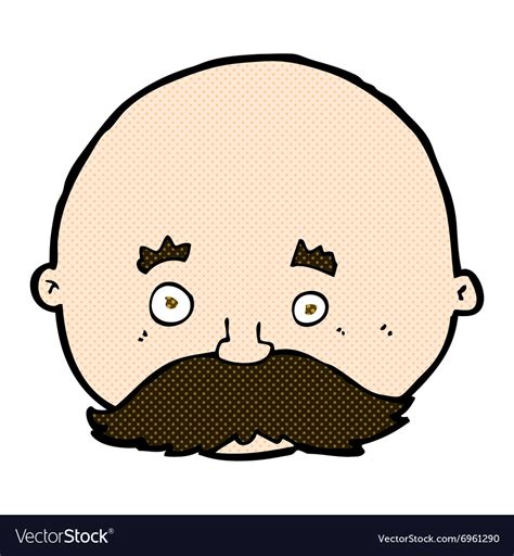 Comic Cartoon Bald Man With Mustache Royalty Free Vector