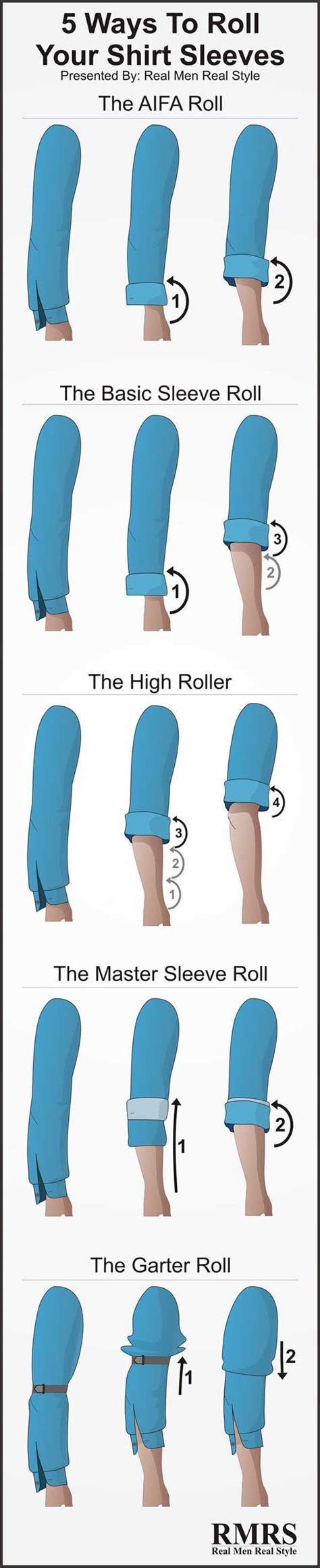 How To Roll Shirt Sleeves 5 Ways To Fold Your Shirt Sleeves Sleeve